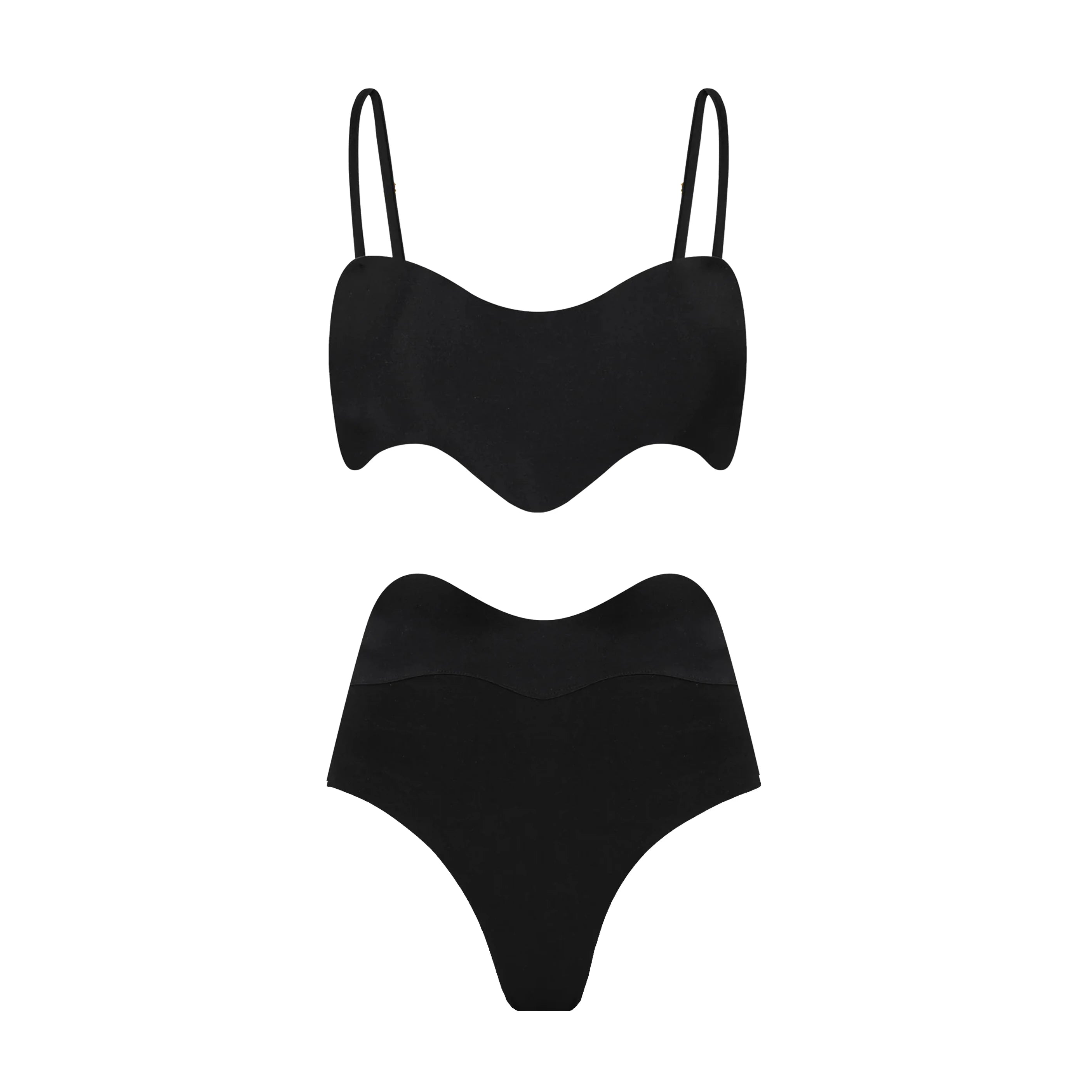 Black bikini set on a white background
