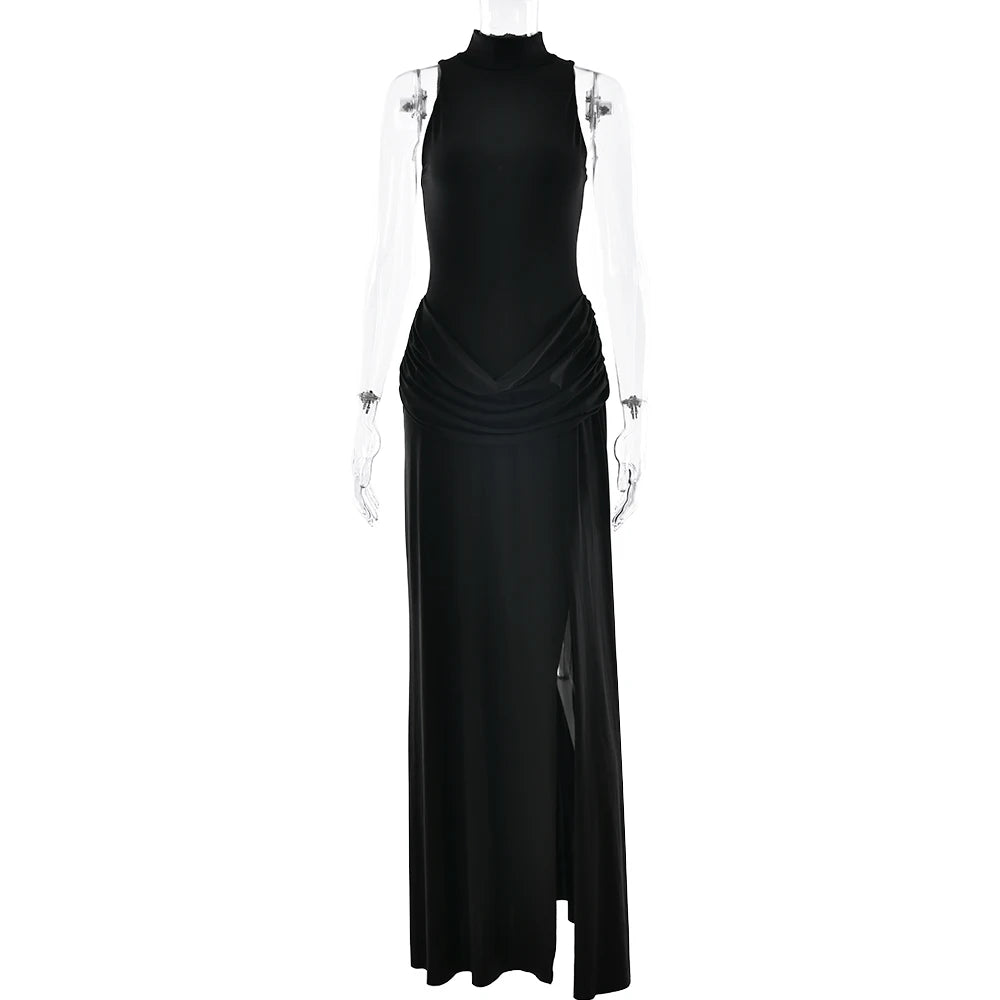 Black evening gown on a white background