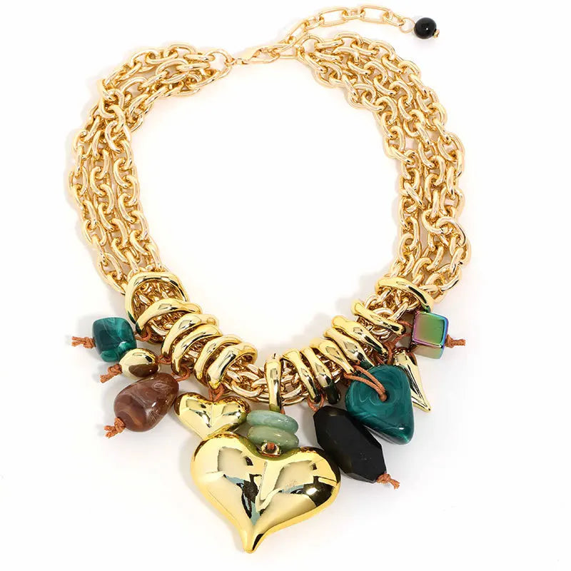 Layered Chain Heart Necklace