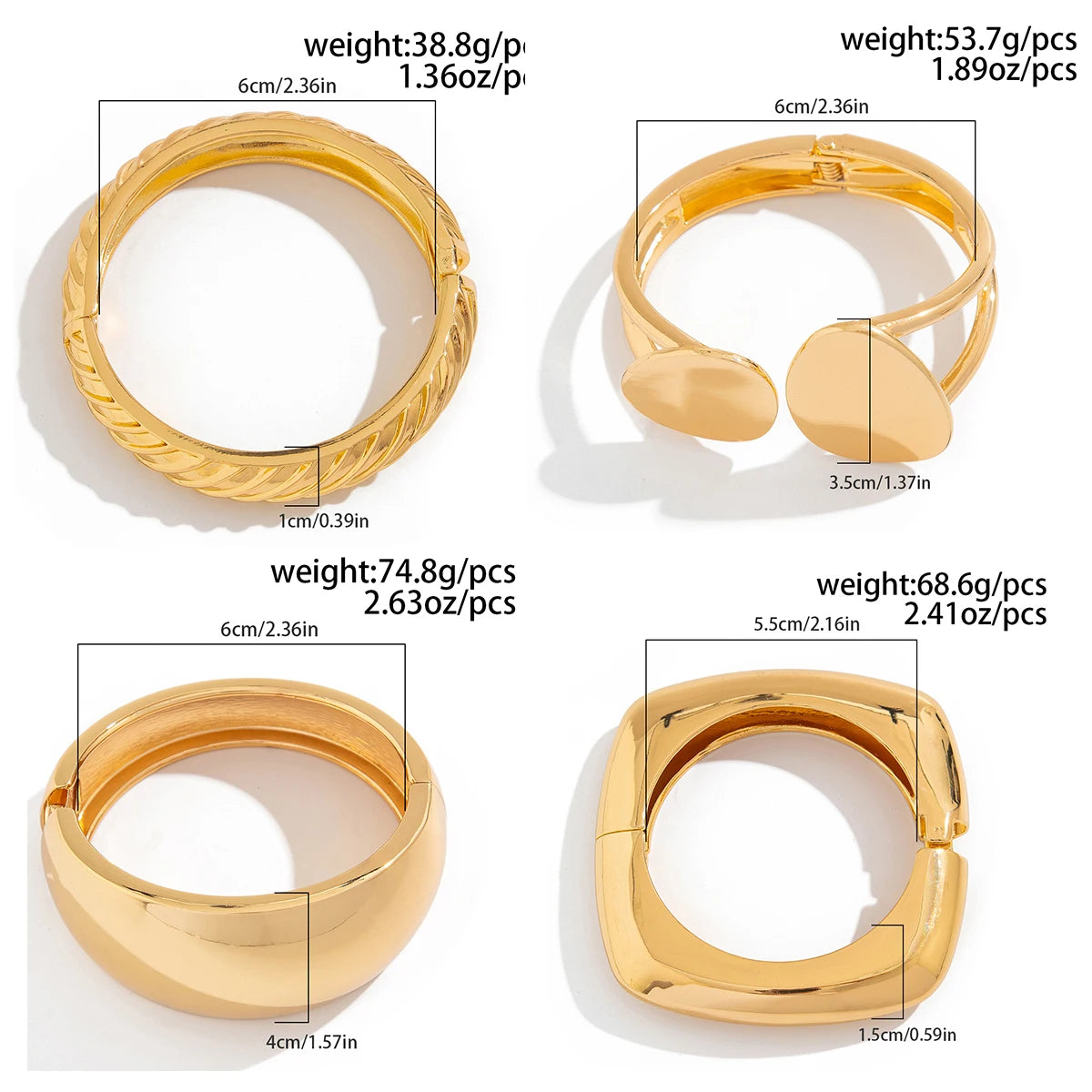 Heavy Metal Chunky Spring Bangles - D