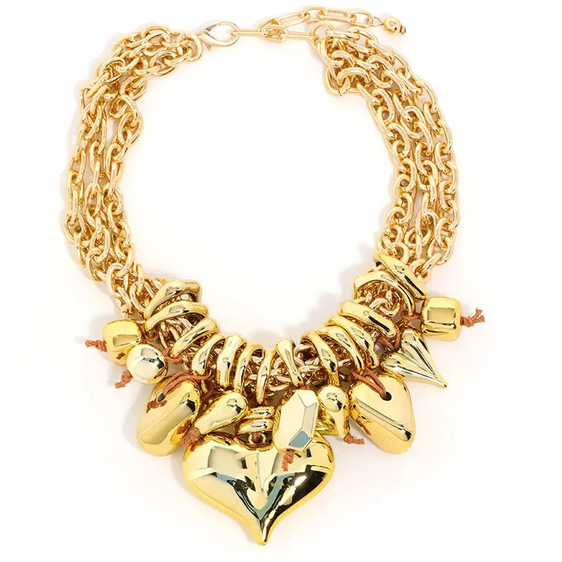 Layered Chain Heart Necklace