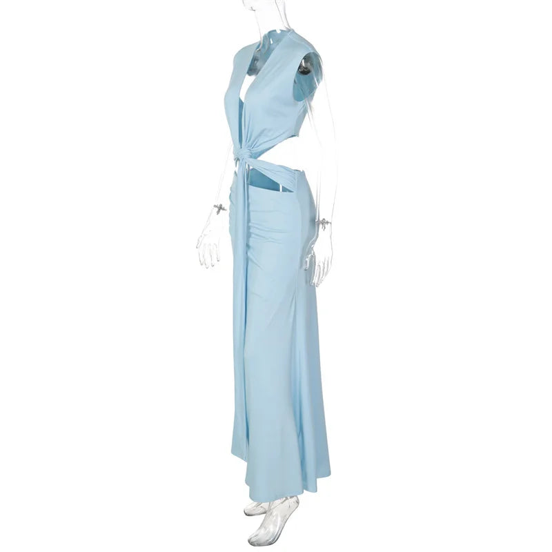 Light blue dress on a white background
