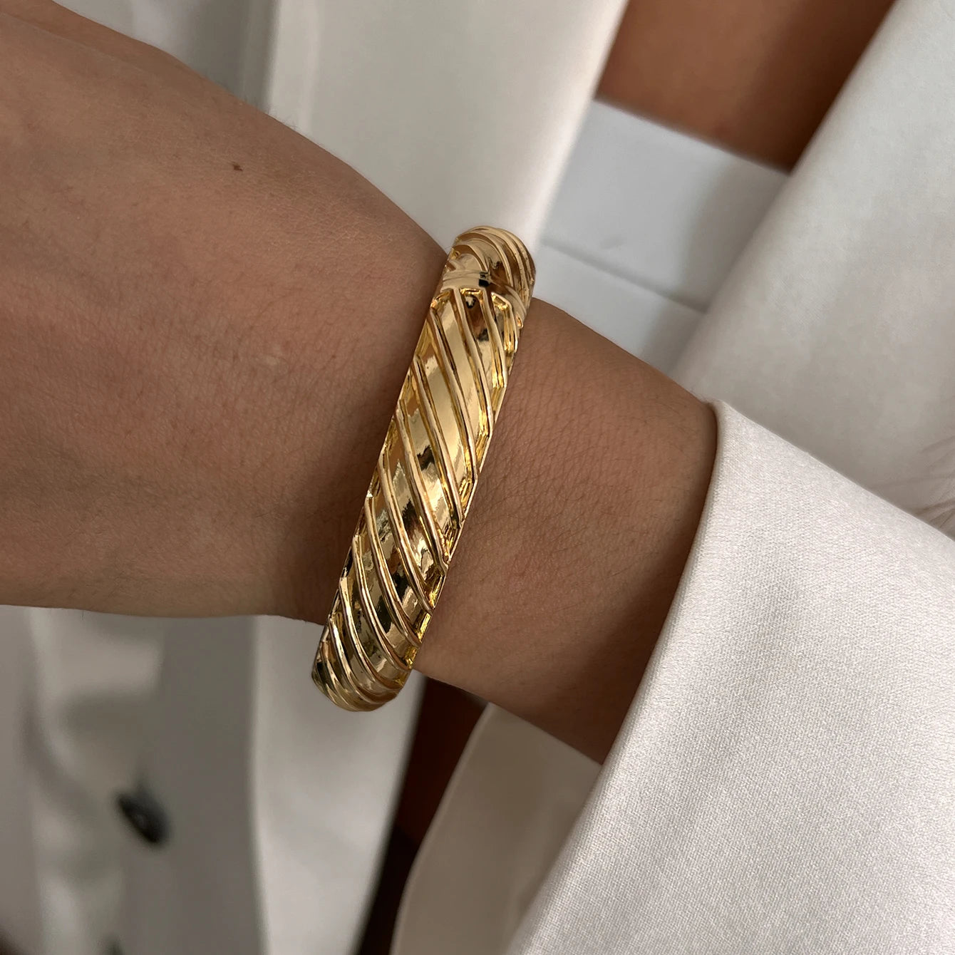 Heavy Metal Chunky Spring Bangles - C