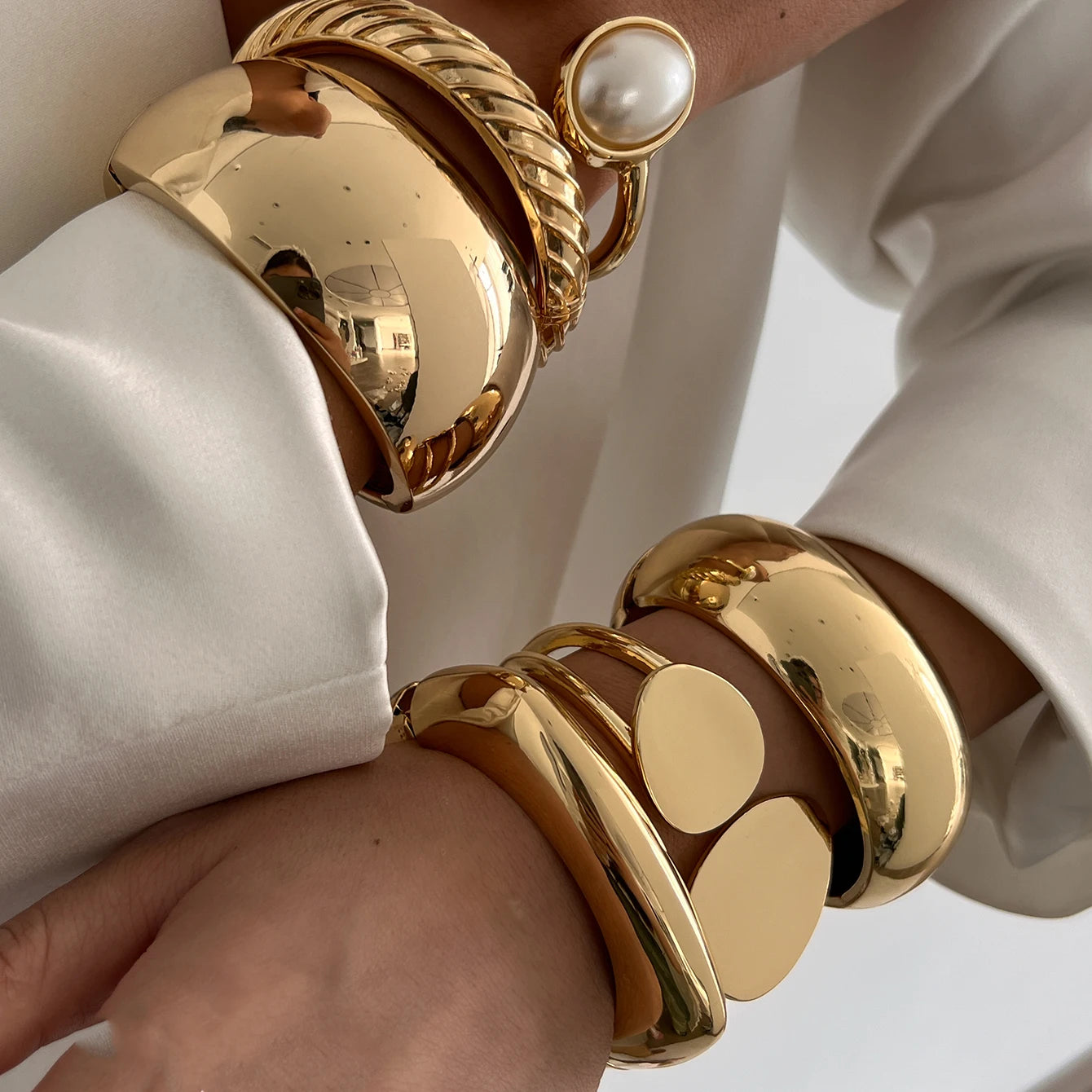 Heavy Metal Chunky Spring Bangles - F