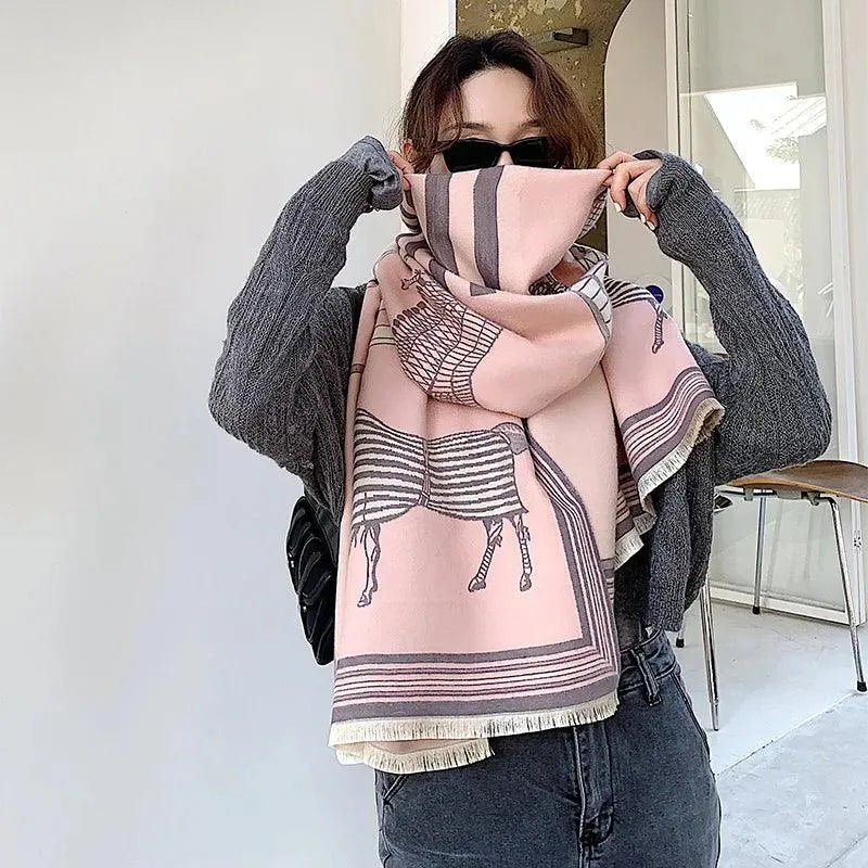 Blush Zebra Cashmere Shawl