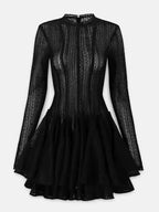 Black mesh dress with long sleeves on a white background
